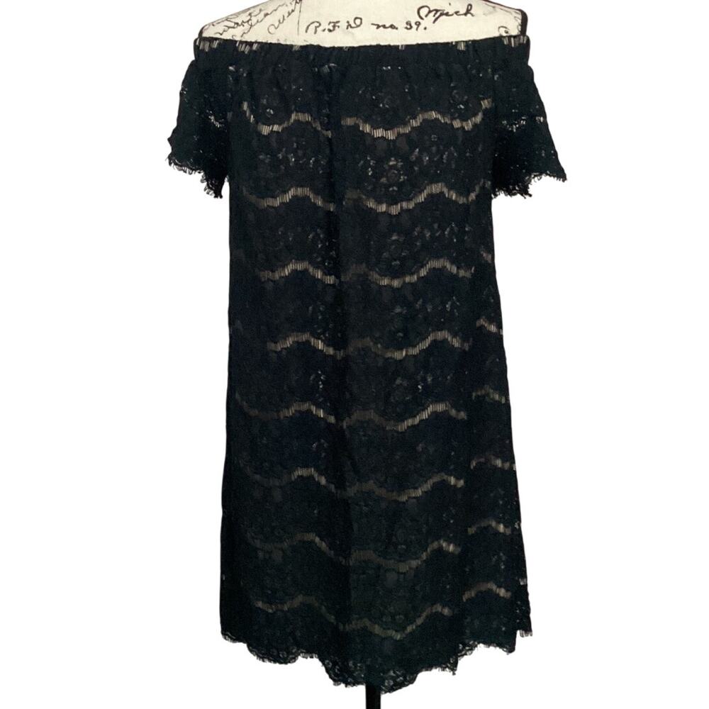 Love, Fire Off Shoulder Black Lace Mini Dress Short Sleeves Size Large